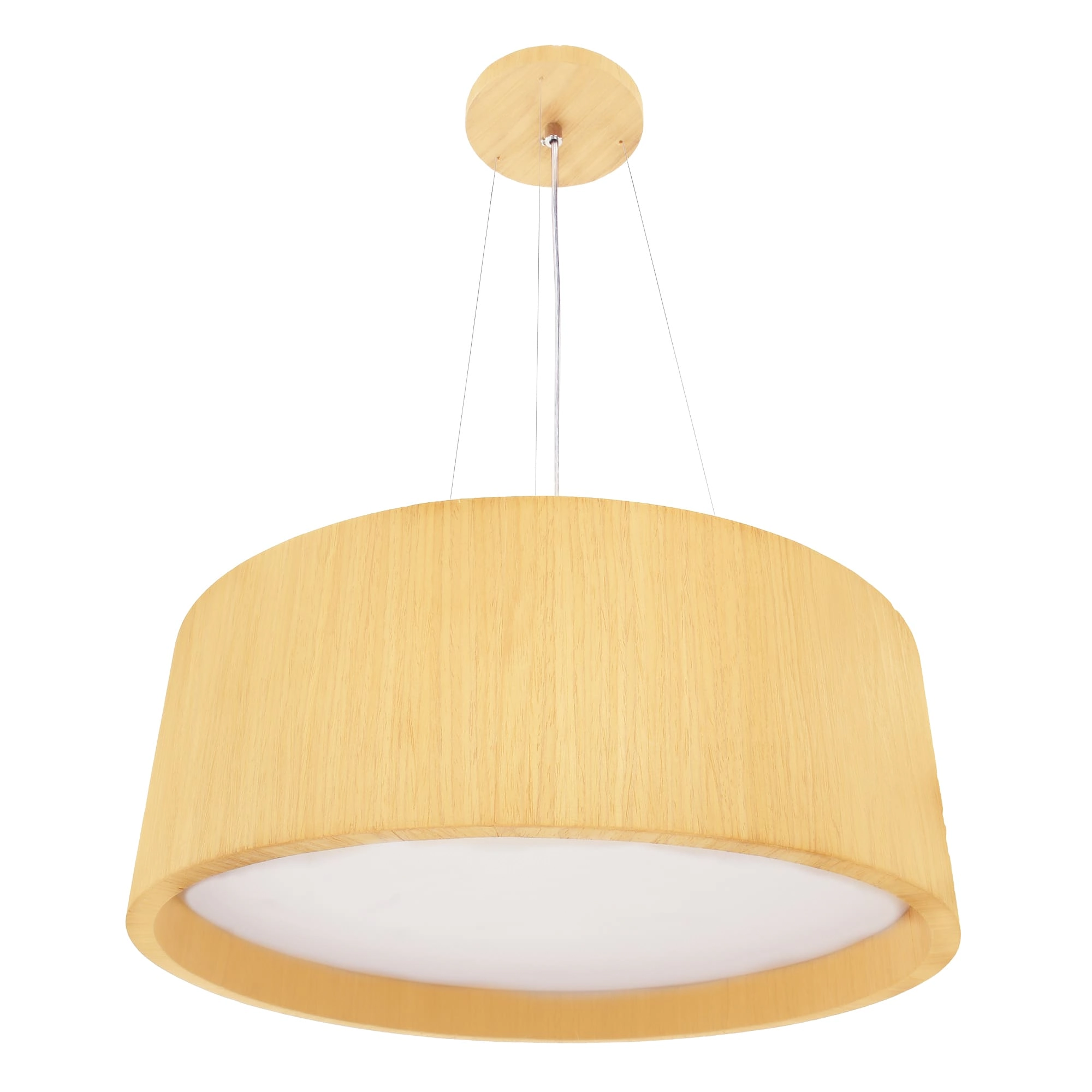 Pendente Redondo Madeira 30cm Marfim