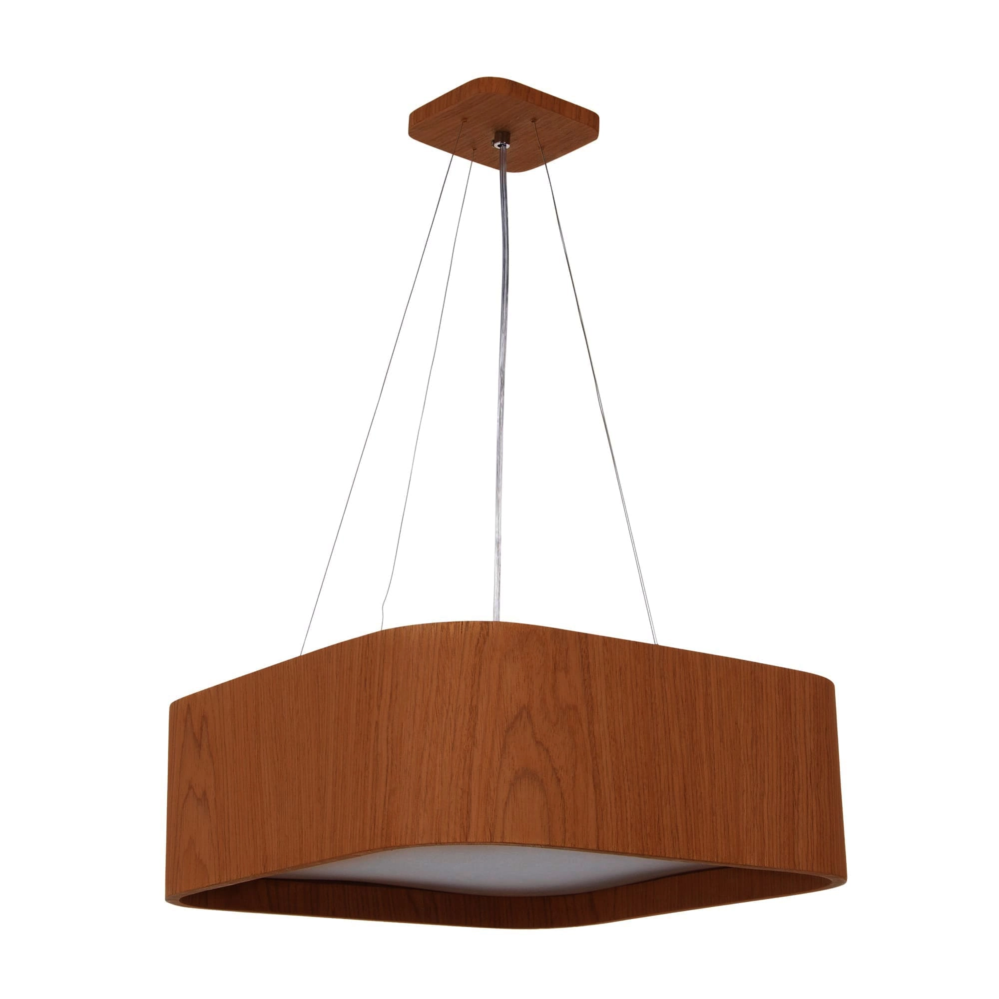 Pendente Madeira Quadrado Arredondado 40x40cm Mel