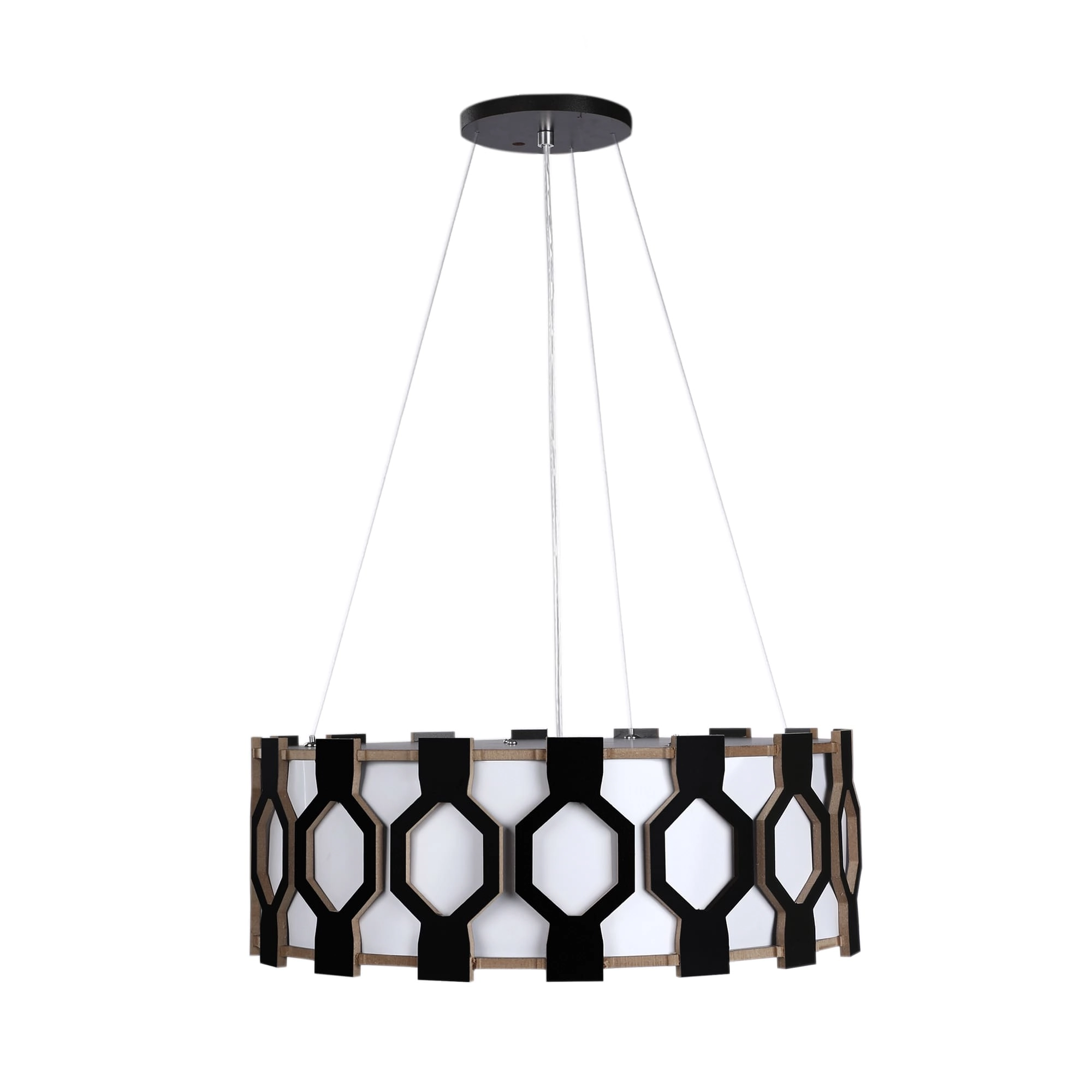 Pendente Ripado Diamante 50x50 - 5 Luzes E27 - Preto