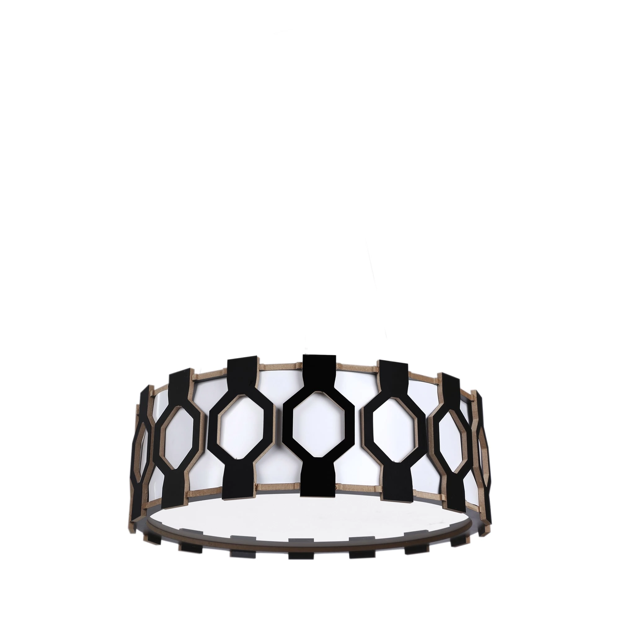 Plafon Ripado Diamante 35x35 - 3 Luzes E27 - Preto