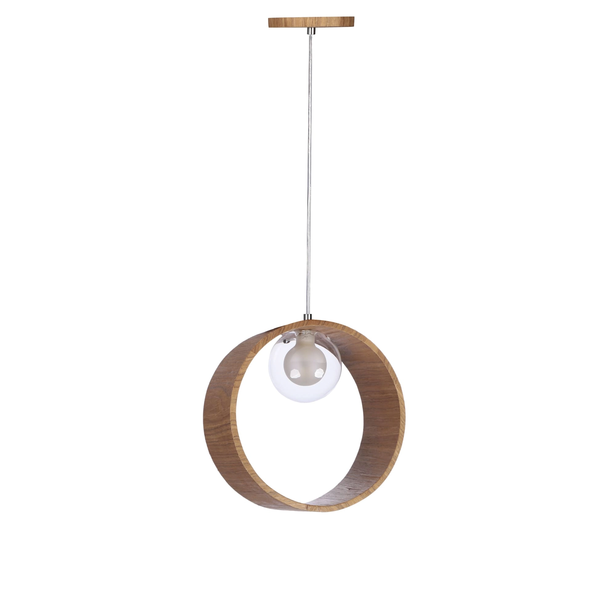Pendente Madeira Redondo Slim 25 Cm Freijó