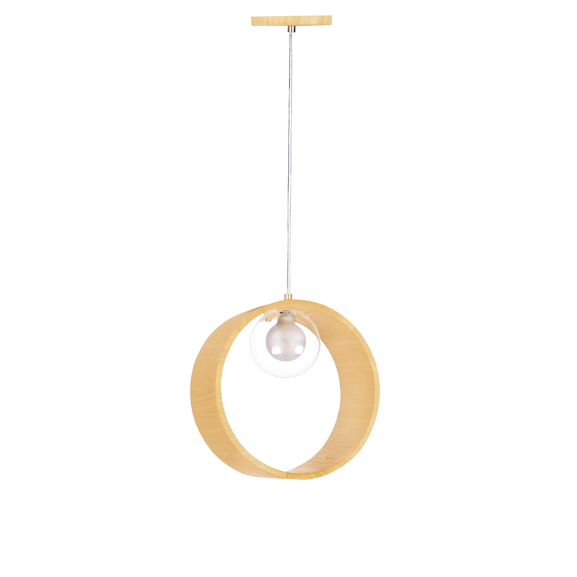 Pendente Madeira Redondo Slim 25 Cm Marfim