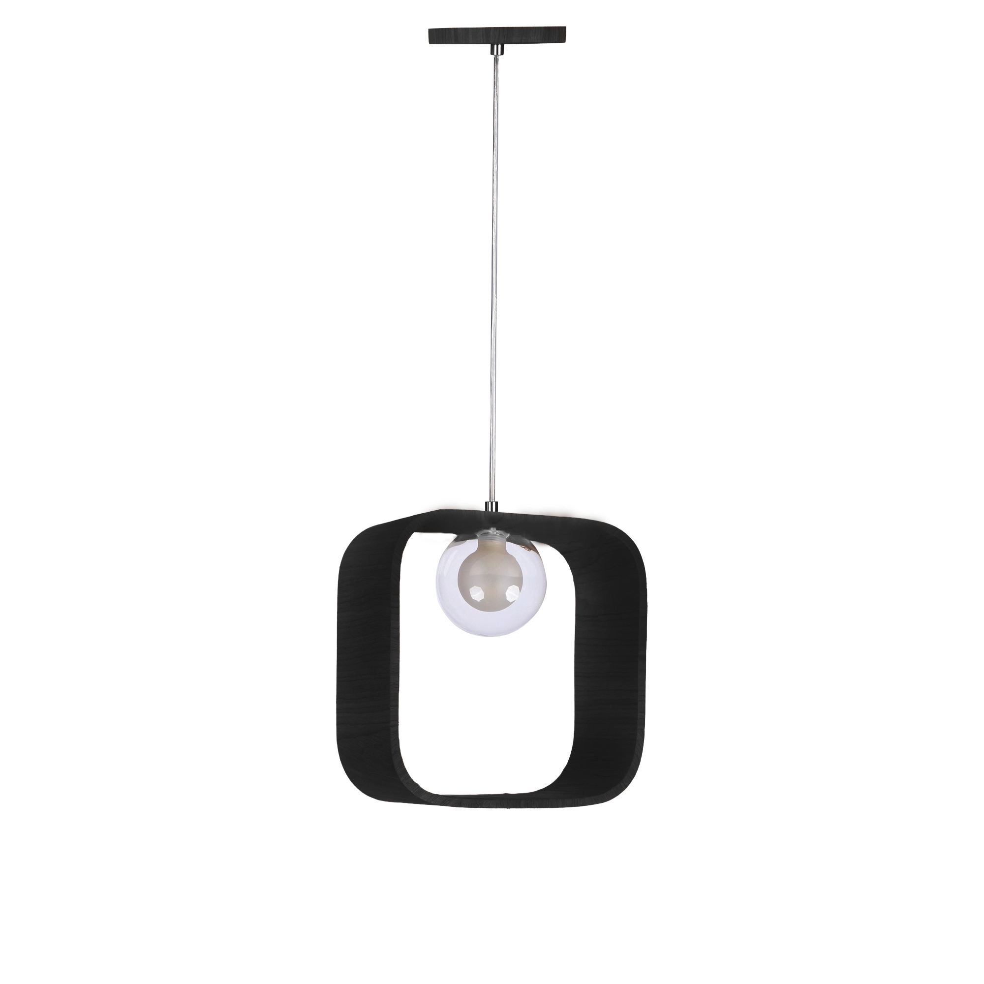 Pendente Madeira Arredondado Slim 25 Cm Preto