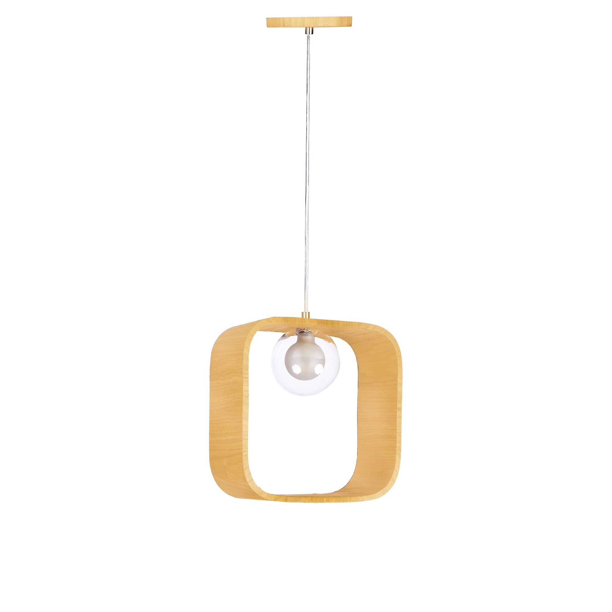 Pendente Madeira Arredondado Slim 25 Cm Marfim