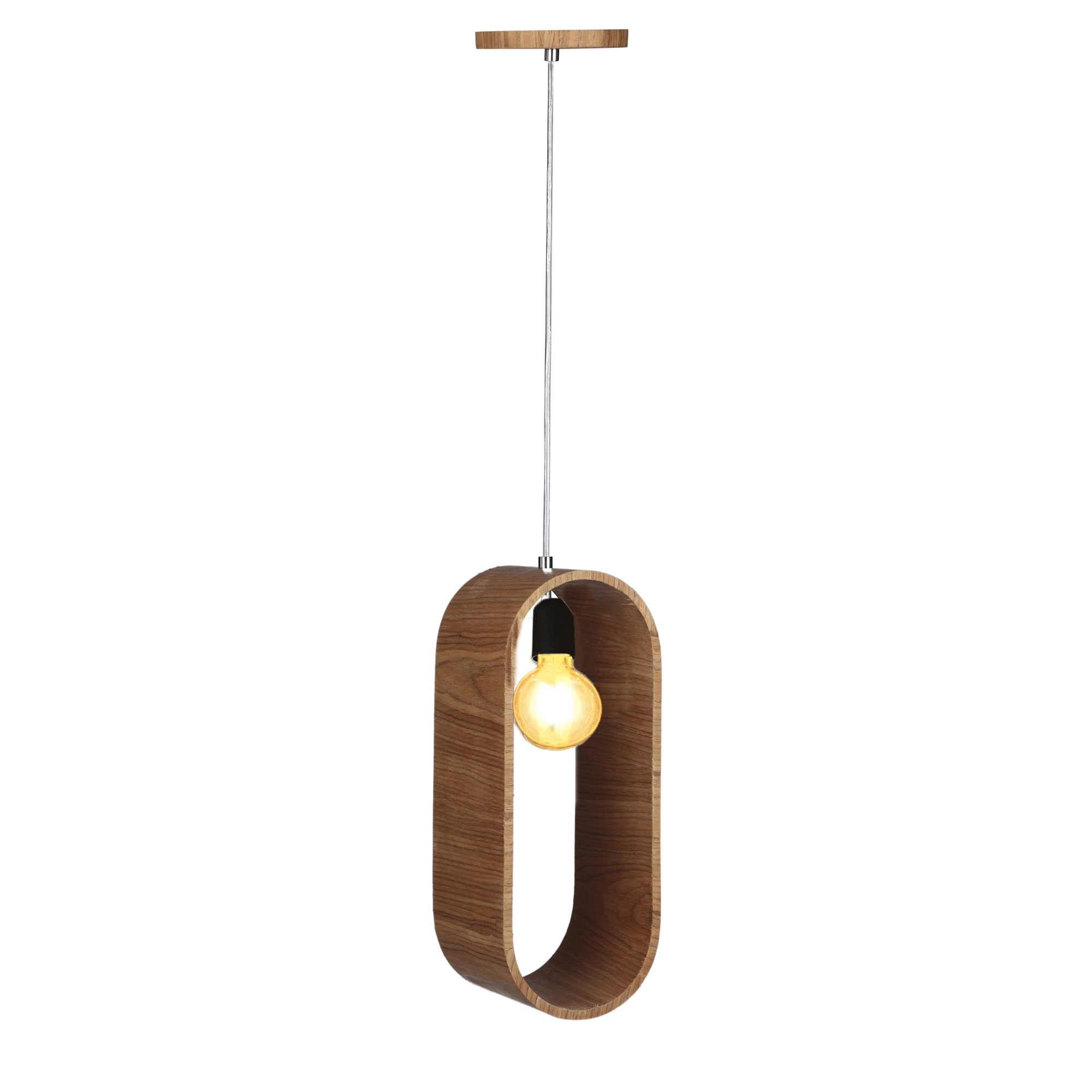 Pendente Madeira Oval Slim 38 Cm Freijó