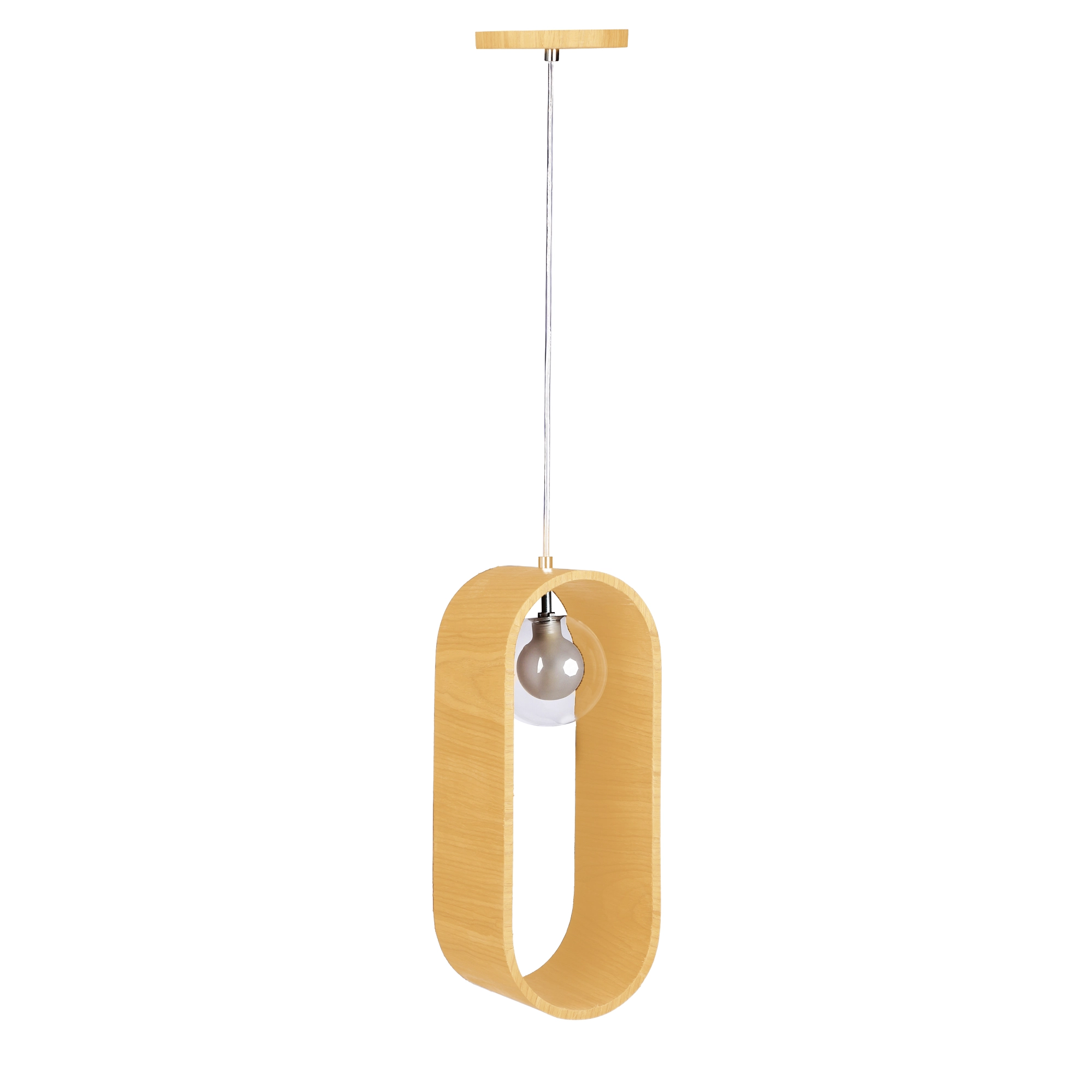 Pendente Madeira Oval Slim 38 Cm Marfim