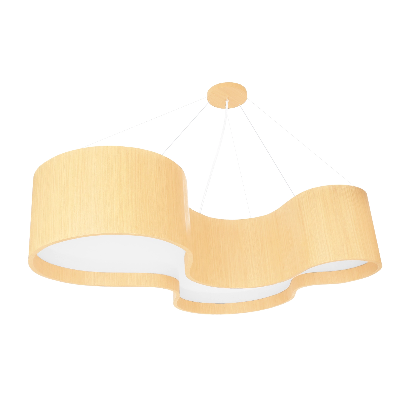 Pendente Semi Cilíndrico Madeira 75 Cm Marfim