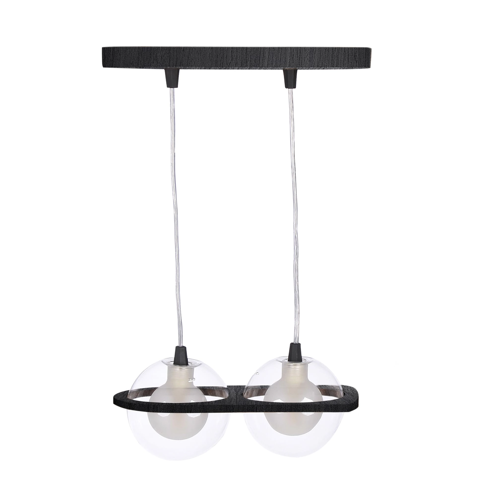 Pendente Madeira Netuno - 2 Luzes G9 Preto
