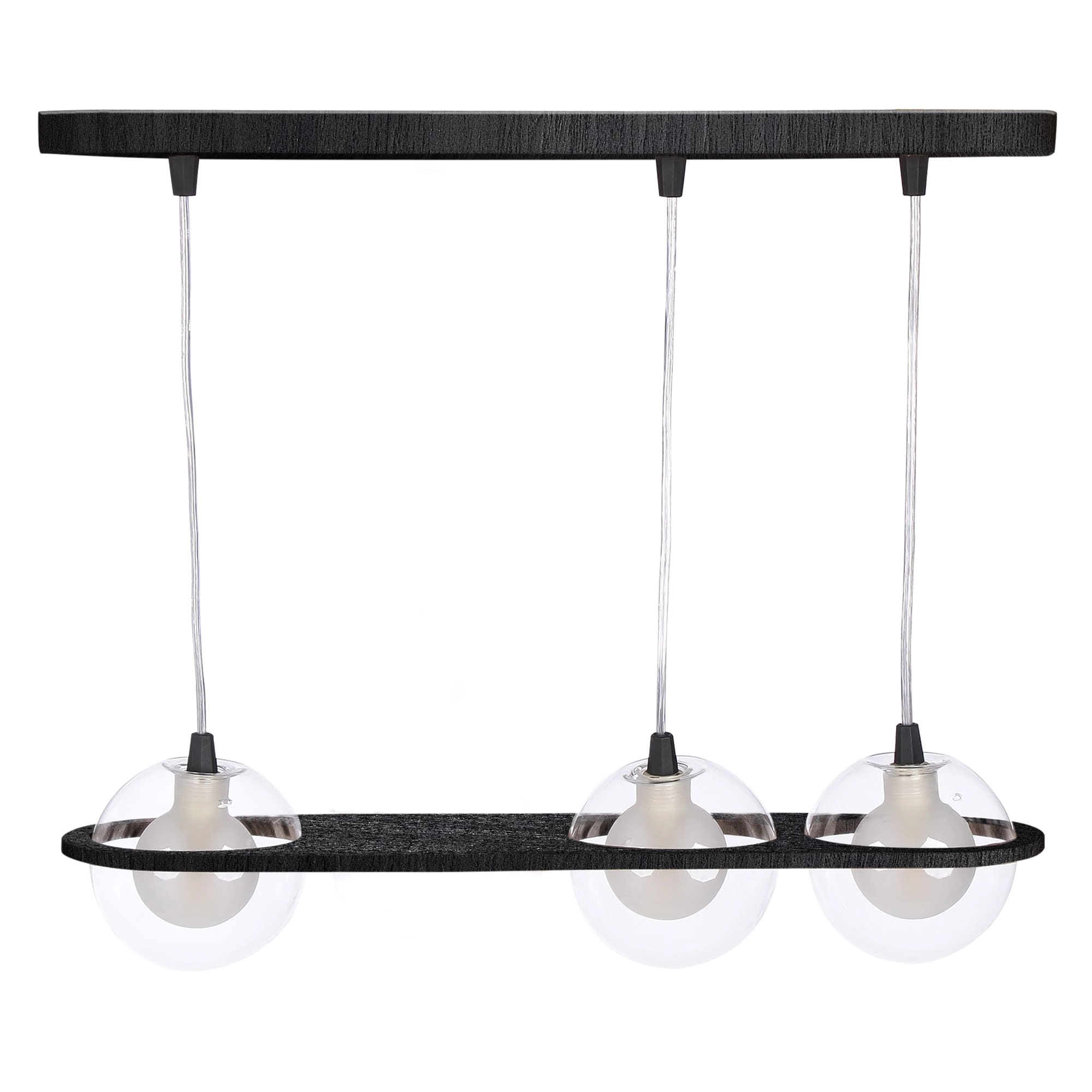 Pendente Madeira Netuno - 3 Luzes G9 Preto