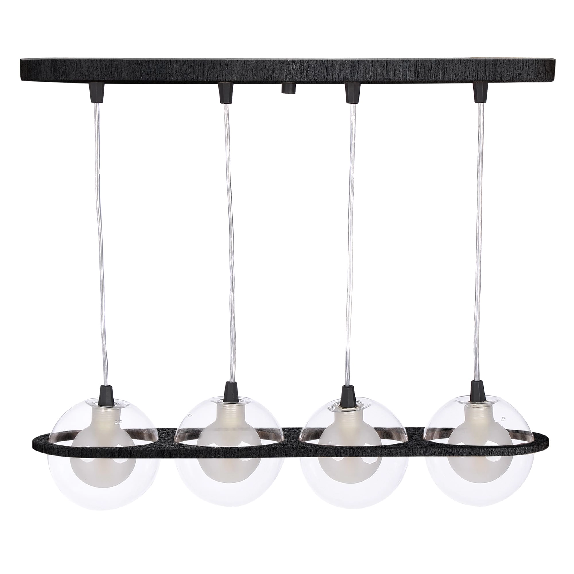 Pendente Madeira Netuno - 4 Luzes G9 Preto