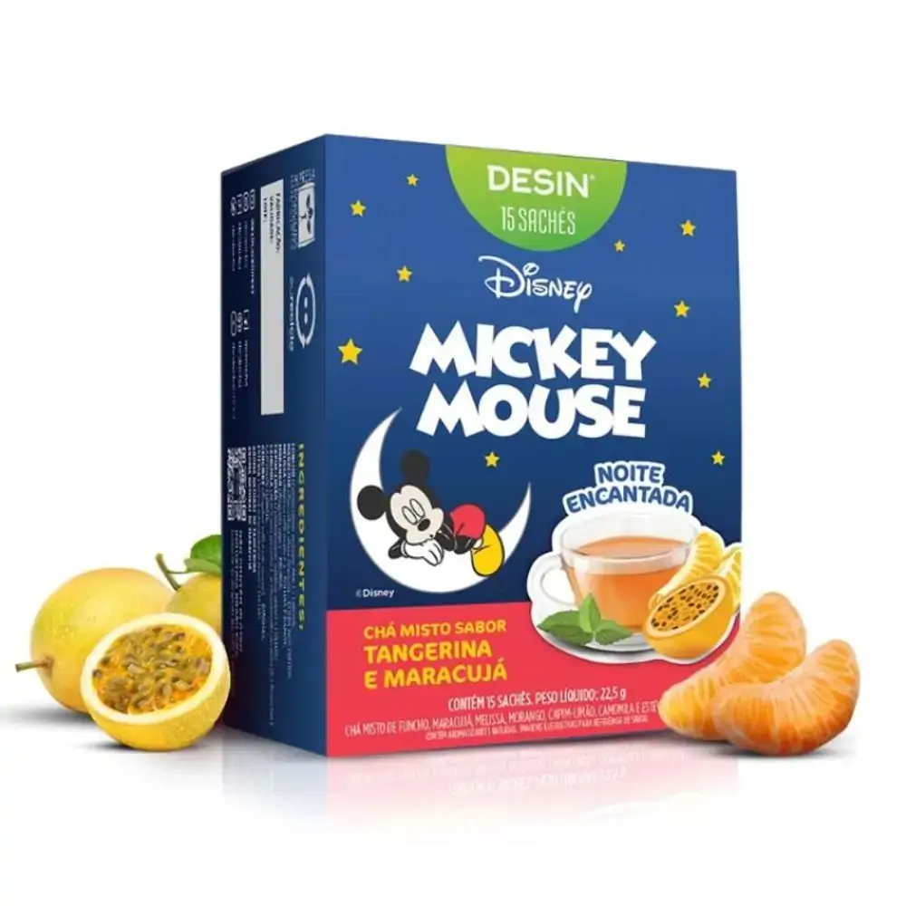 Chá Tangerina E Maracujá Zero Açúcar Mickey Mouse Desinchá Desin Noite Encantada Caixa 22,5g 15 Unid