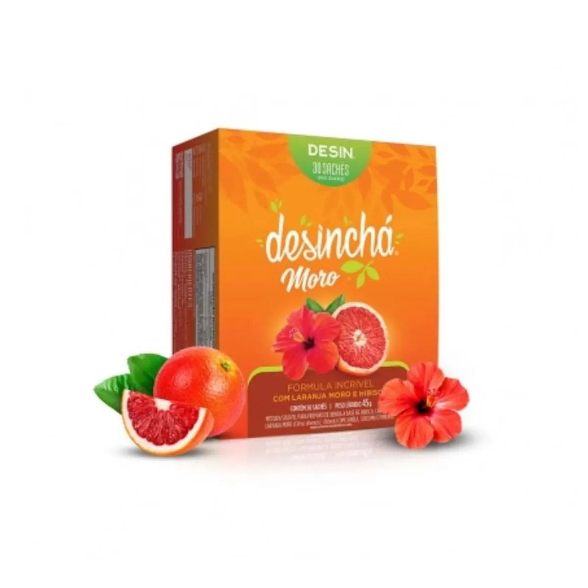 Chá Laranja Moro E Hibisco Desinchá Desin Caixa 45g 30 Unidades