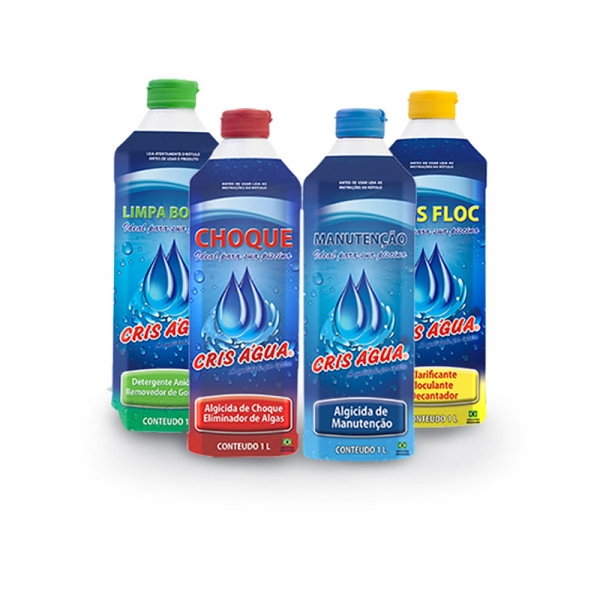 Kit Cris Água - Algicida De Manutenção - Crisfloc - Algicida De Choque - Limpa Borda 1lt