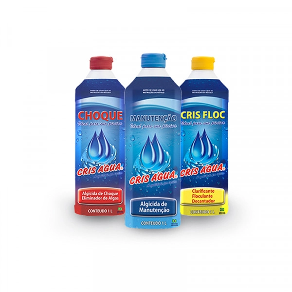 Kit Cris Água - Algicida De Manutenção - Crisfloc - Algicida De Choque 1lt
