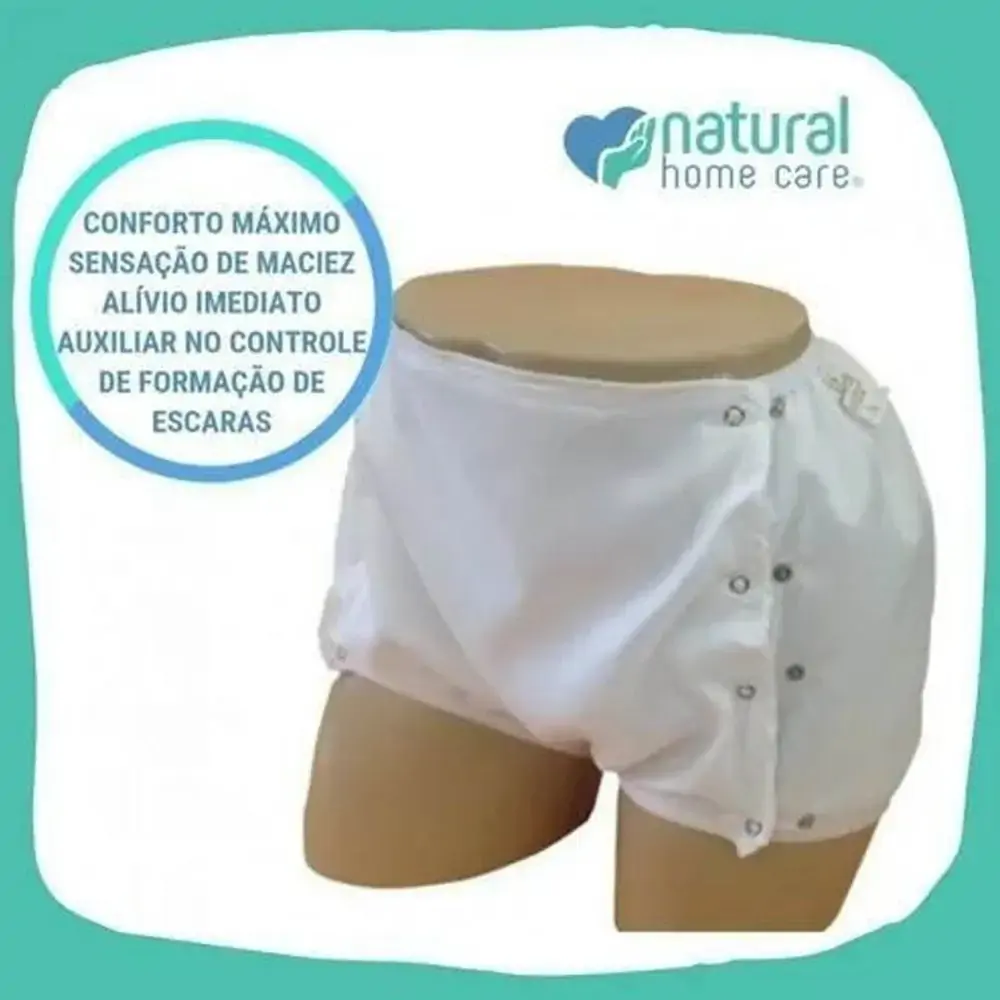 Calca Plastica Adulto Luxo Com Botão Cor Branca Tam. M - NATURAL HOME CARE - ABERTA NHC M