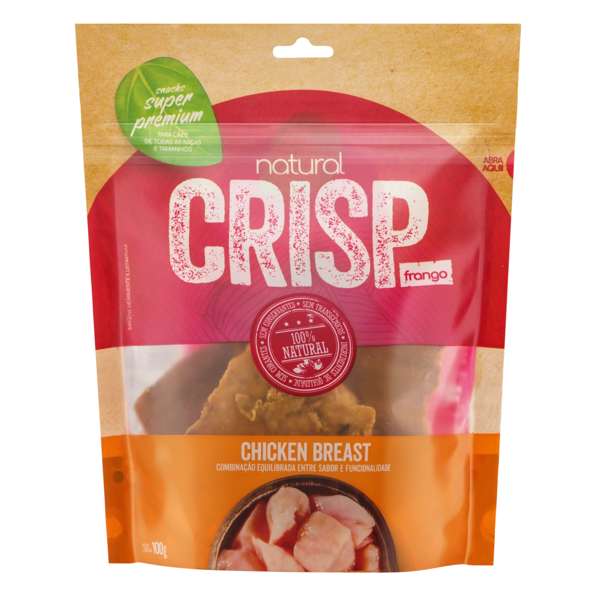 Snacks para Cães Chicken Breast Natural Crisp Pouch 100g