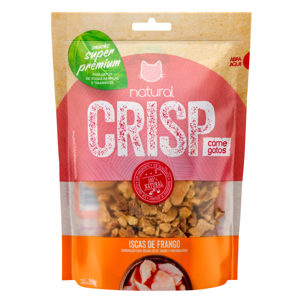 Snacks para Gatos Isca de Frango Natural Crisp Pouch 20g