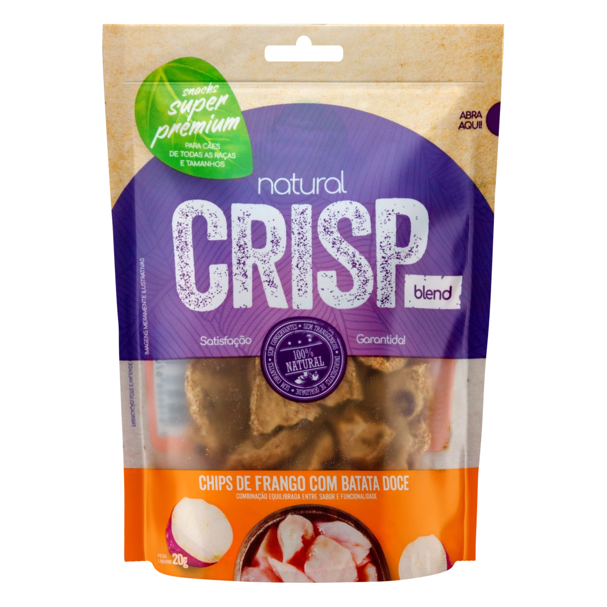 Chips para Cães Frango com Batata-Doce Natural Crisp Pouch 20g