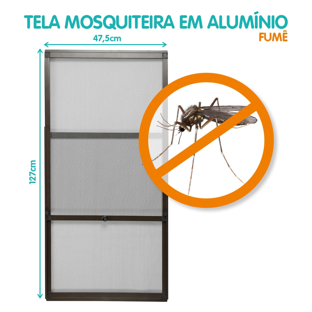 Tela Mosquiteira Em Alumínio - Altura Regulável - Fumê