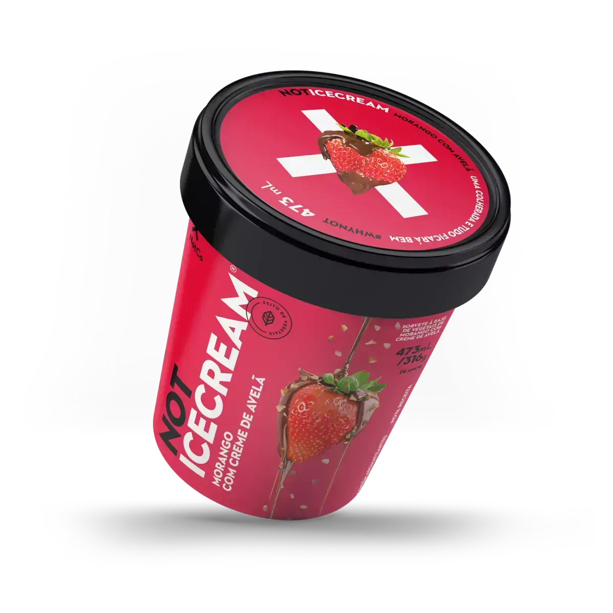 Sorvete à Base de Vegetais Morango com Creme de Avelã Not Pote 473ml