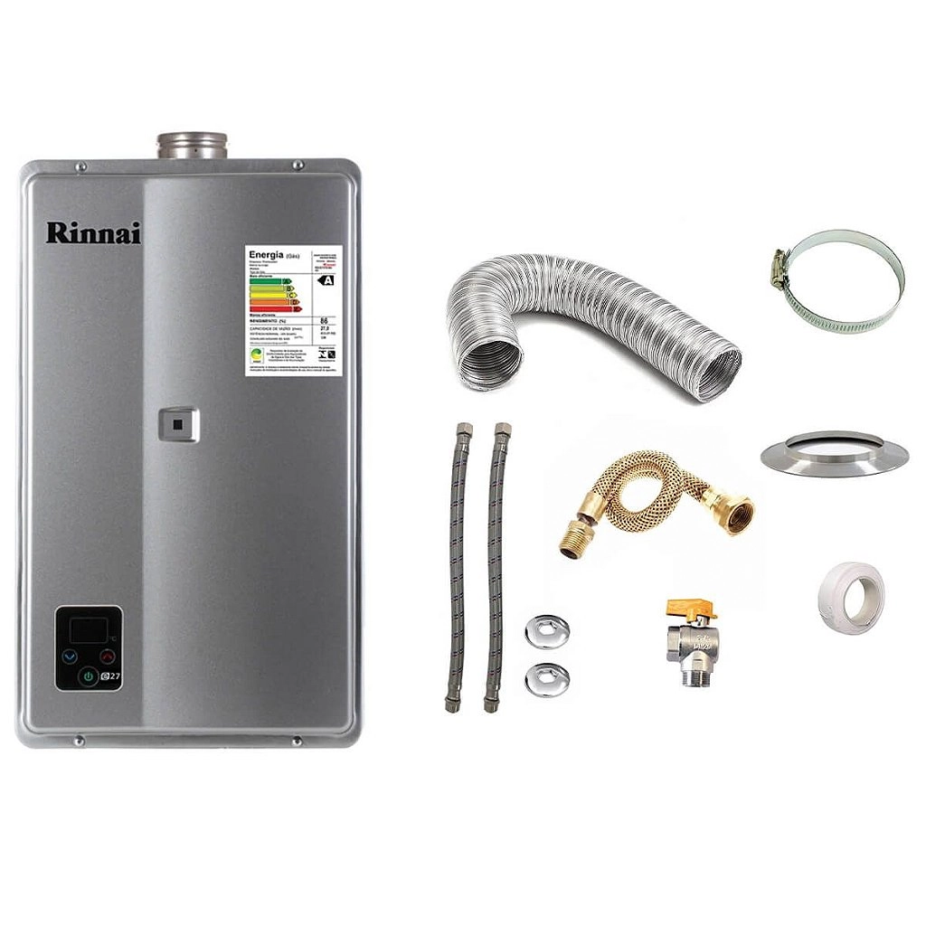 Aquecedor A Gás Glp Rinnai Reu E270 Prata+kit De Instalação