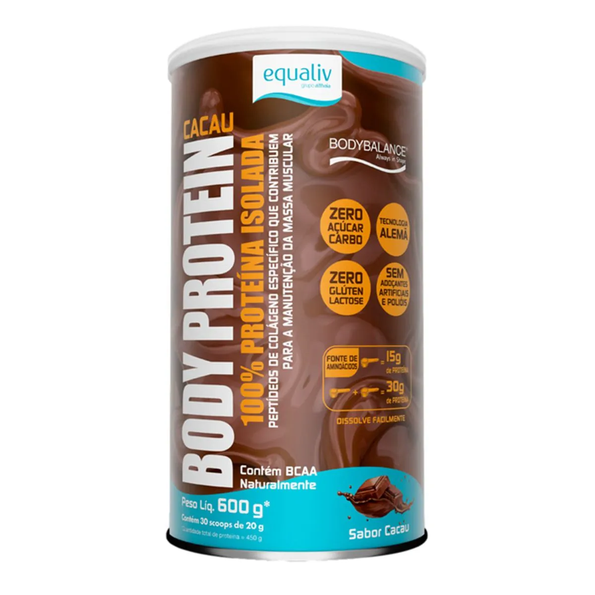 Body Protein Equaliv Proteina Isolada Sabor Cacau 600g