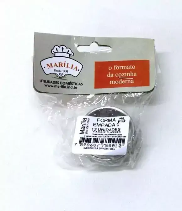 Kit c/ 6 Forma de Metal Empada Lisa Nº 4 Forminha Empada Salgado Quiche 3x7,5cm, Orlandi F015 - 143149