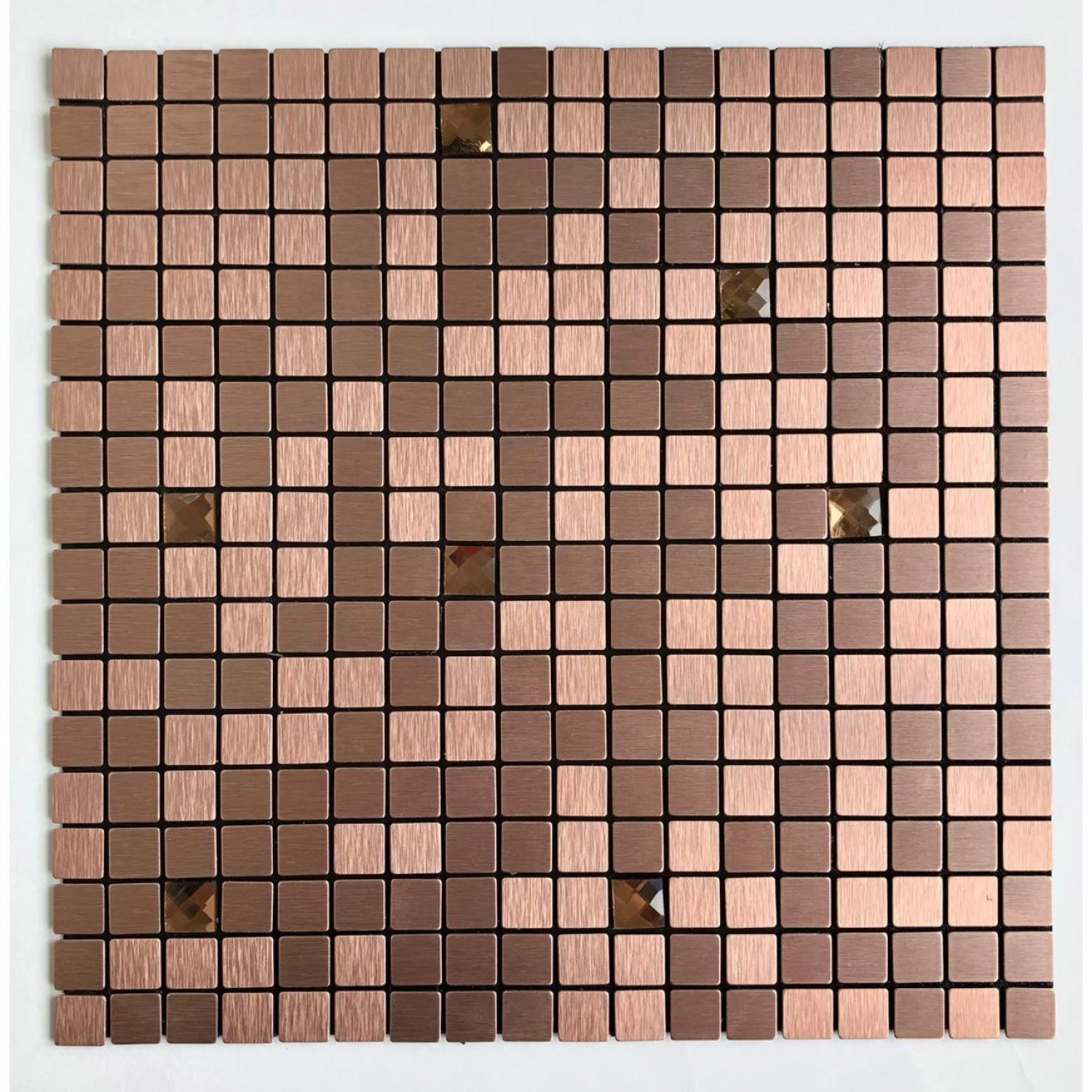 Pastilha De Metal Autocolante De 29cm X 29cm Rende Glass Mosaic Bronze Escuro/escovada
