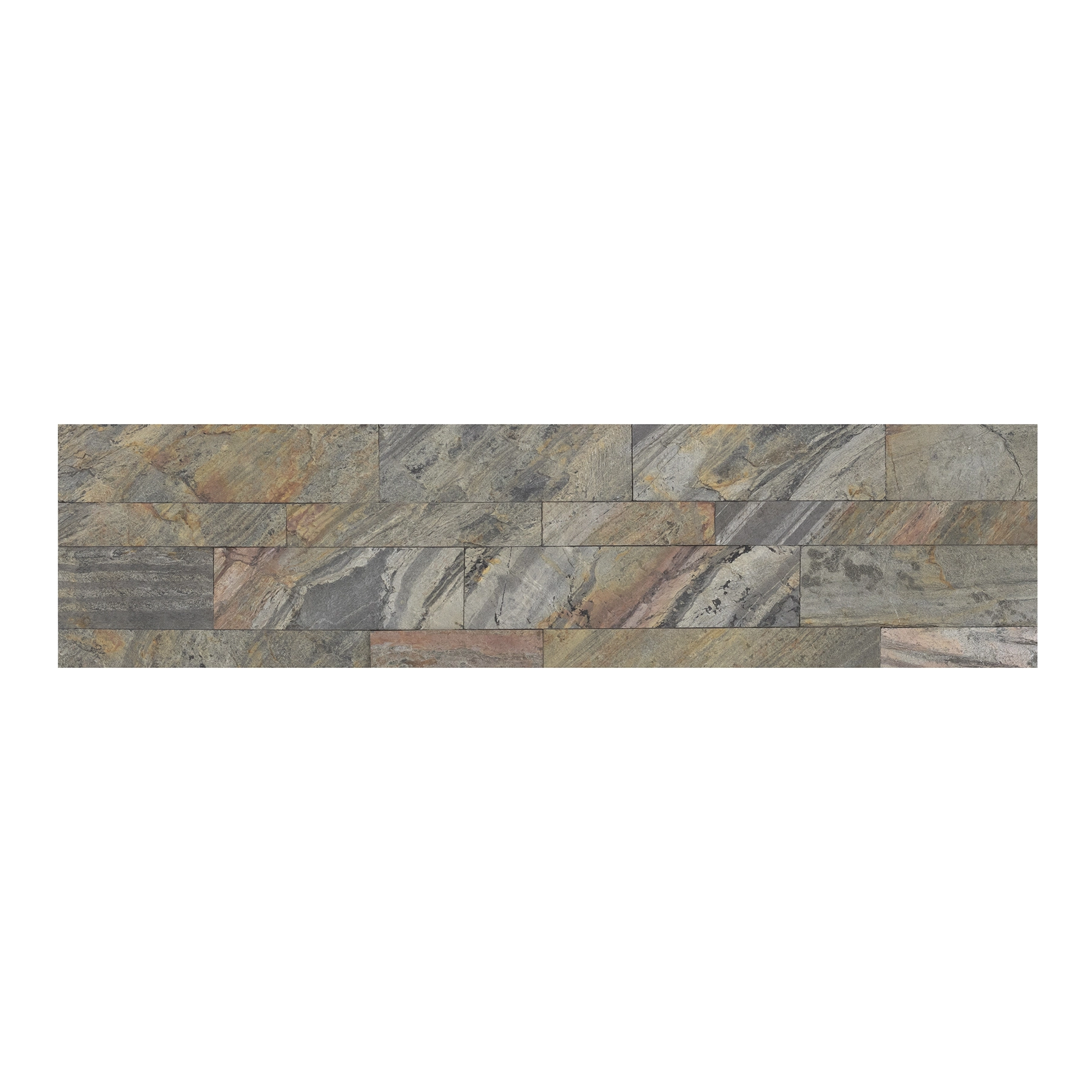 Revestimento Flexível em Placa Autocolante de Pedra Natural para Parede 15x60cm Cinza e Bege