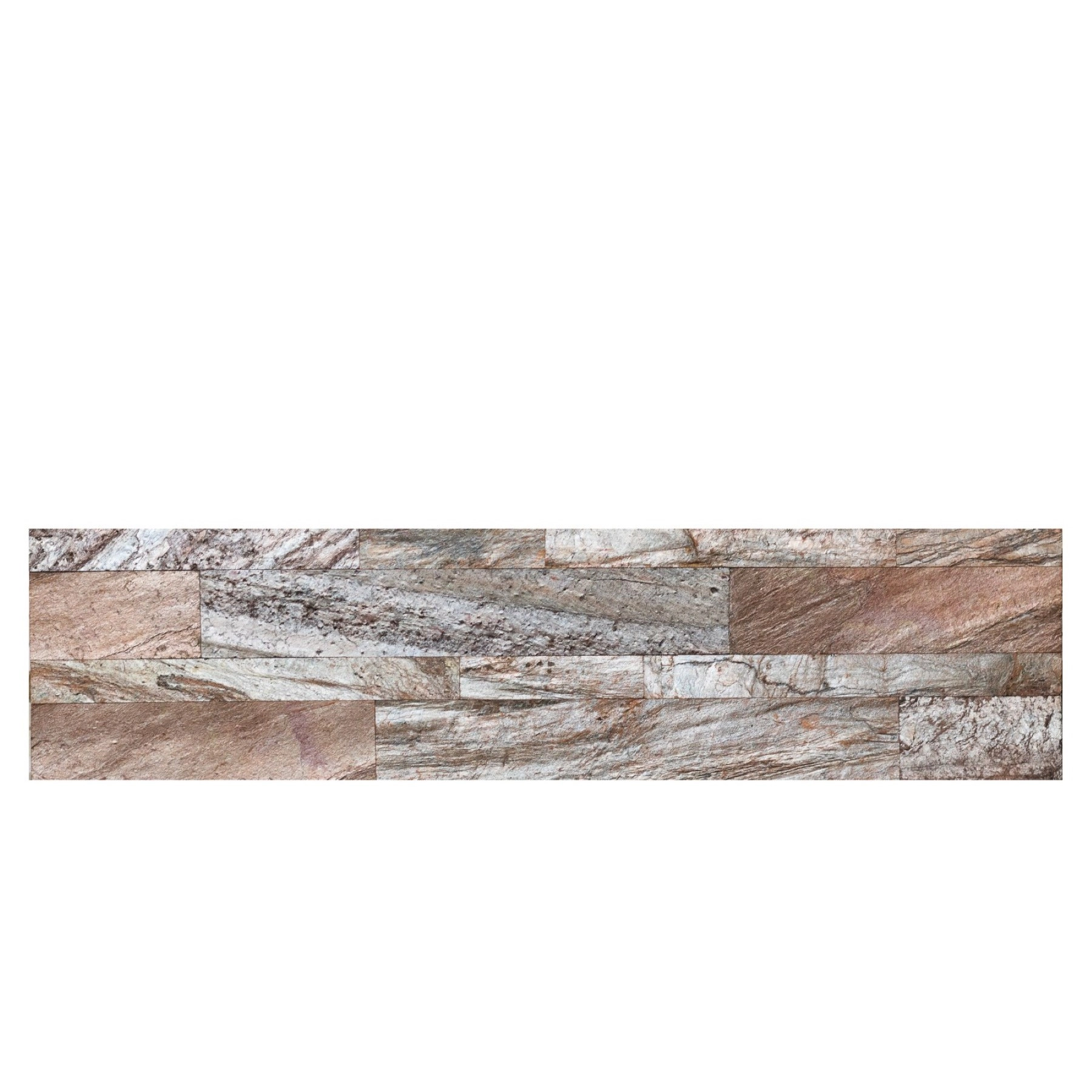 Revestimento Flexível em Placa Autocolante de Pedra Natural para Parede 15x60cm Cobre Metalizado
