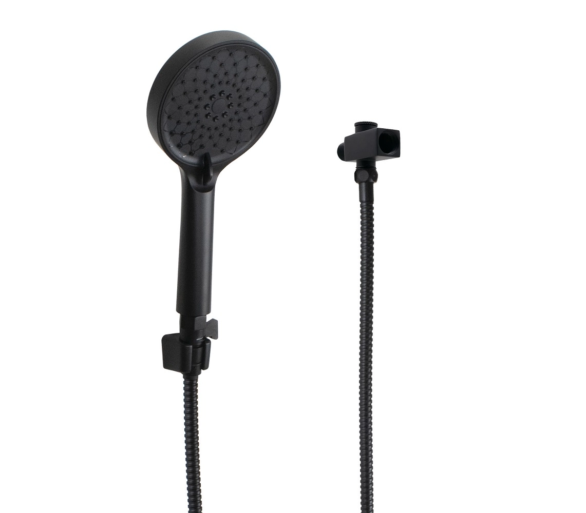 Duchinha Manual Em Abs Preto Fosco Com Desviador Quadrado Com Função Stop Total
