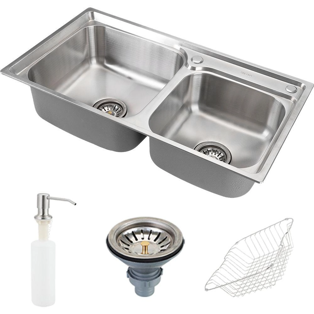Cuba Para Cozinha Gourmet Pia Dupla Aço Inox Com Acessórios Ticunas Pingoo.casa