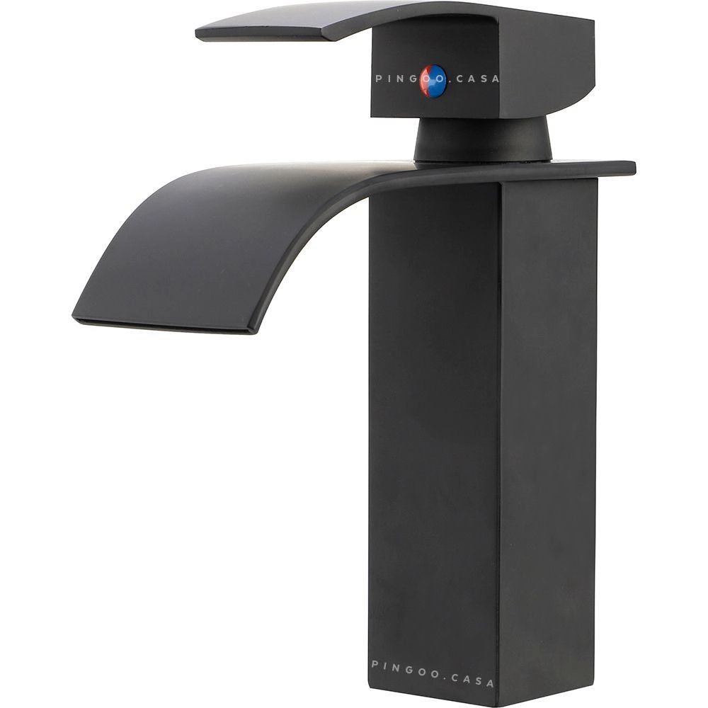 Torneira Para Banheiro Lavabo Cascata Misturador Monocomando Baixa Paraná Pingoo.casa - Preta