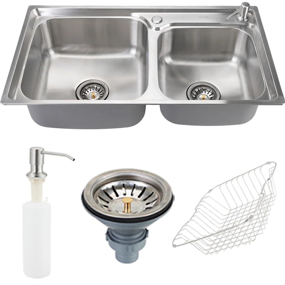 Cuba Para Cozinha Pia Dupla Aço Inox Gourmet Potiguara Com Acessorios Pingoo.casa