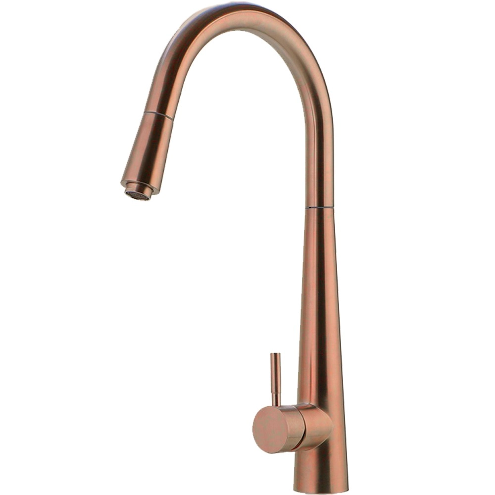 Torneira Para Cozinha Gourmet Misturador Monocomando Extensível Em Aço Inox Escovado Apurema Pingoo.casa - Dourado Rose