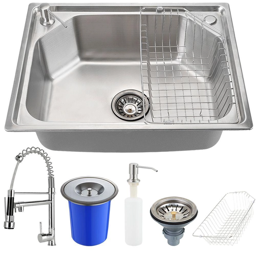 Cuba Para Cozinha Gourmet Pia Inox Com Acessórios E Lixeira E Torneira Cozinha Misturador Monocomando Munim Pingoo.casa
