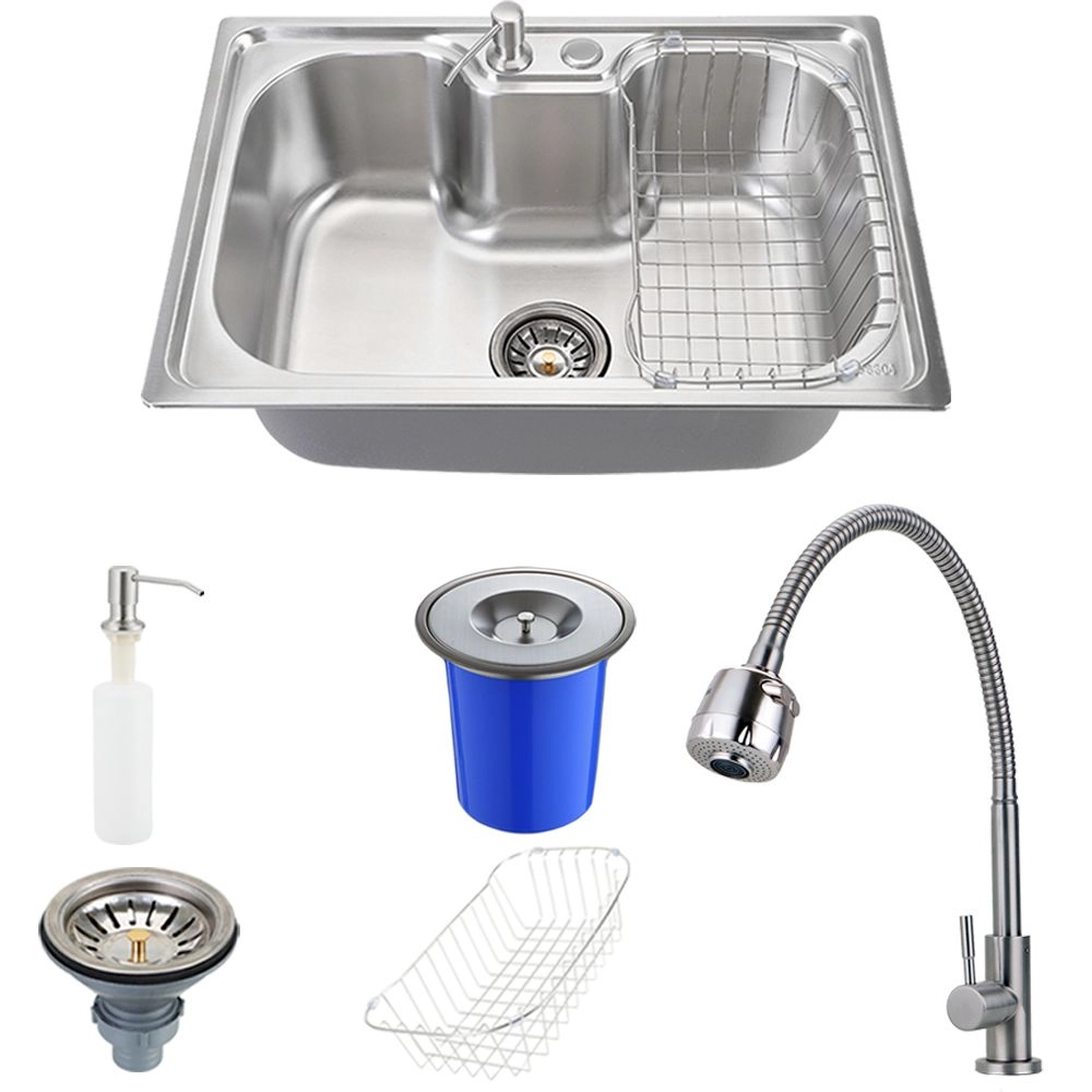 Cuba Para Cozinha Pia Inox Com Acessórios E Lixeira Carajás E Torneira Gourmet Jaguaribe Pingoo.casa