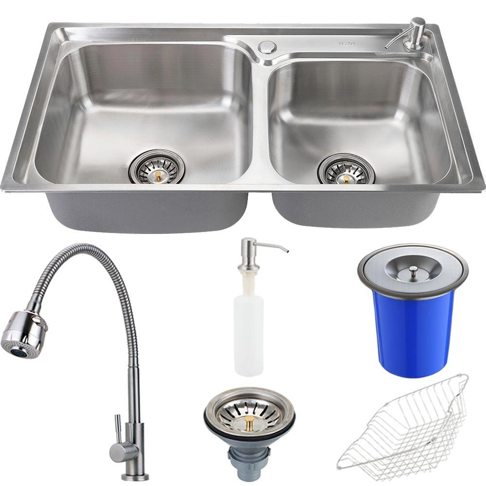 Cuba Para Cozinha Pia Inox Com Acessórios E Lixeira Potiguara E Torneira Gourmet Jaguaribe Pingoo.casa