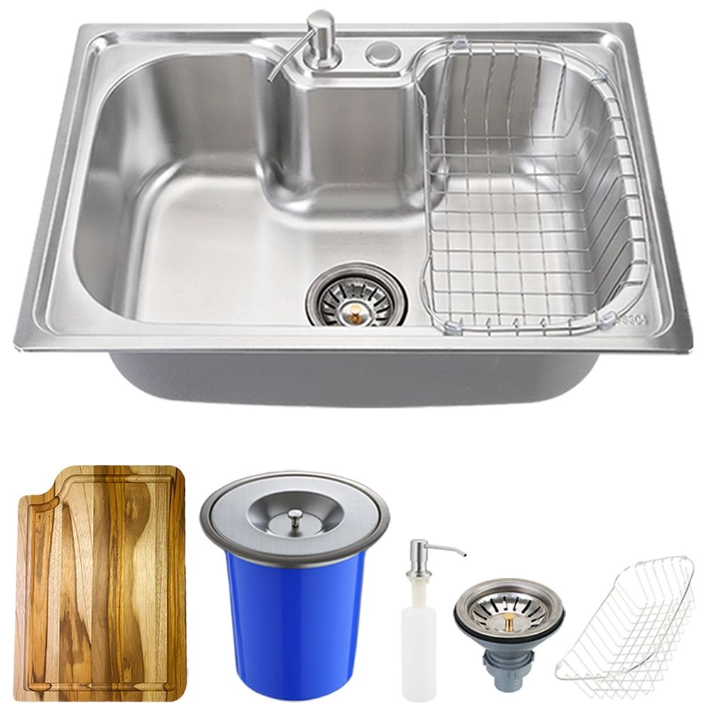 Cuba Para Cozinha Pia Com Acessórios Inox Carajás Tábua De Corte E Lixeira Pingoo.casa
