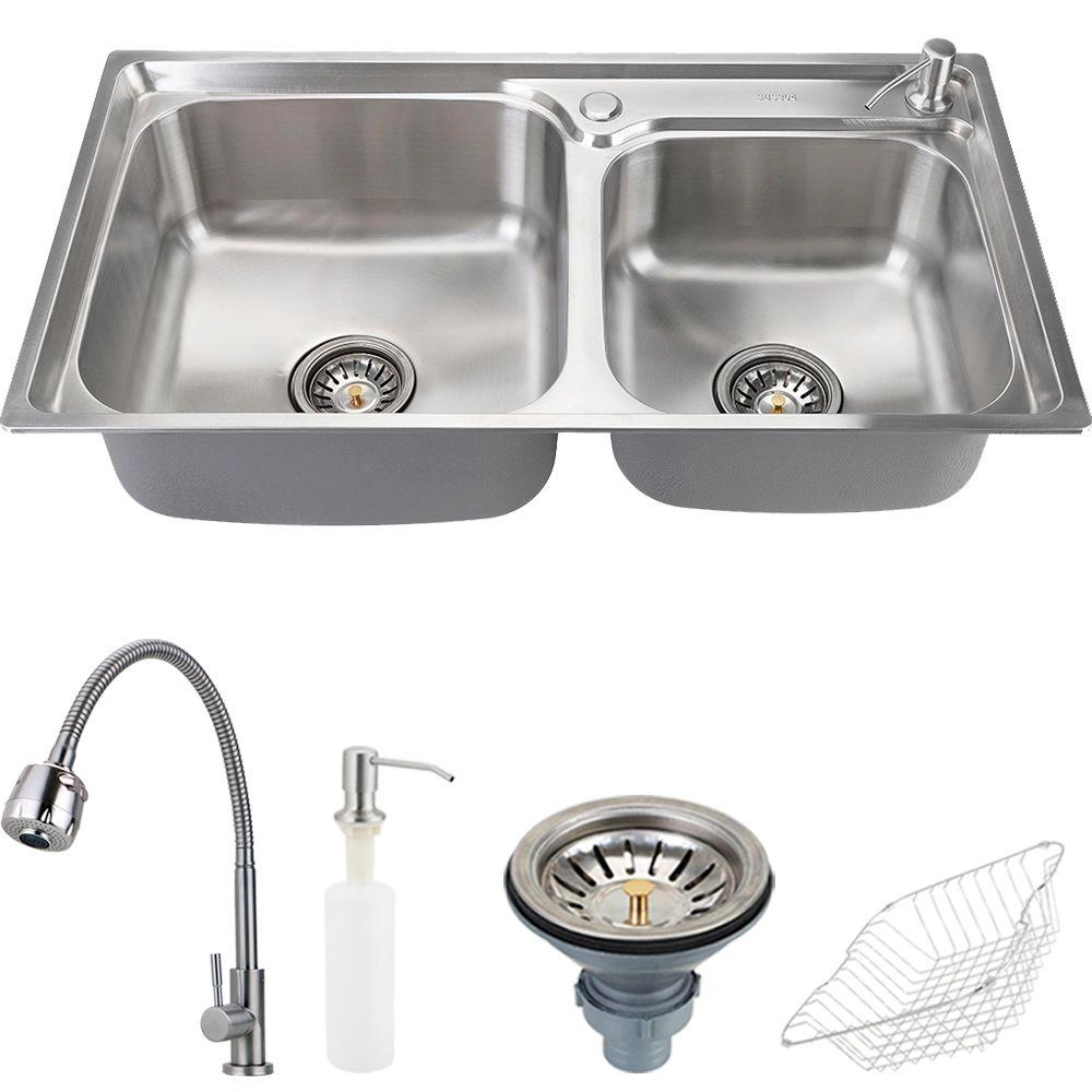 Cuba Para Cozinha Pia Inox Com Acessórios Potiguara E Torneira Gourmet Jaguaribe Pingoo.casa