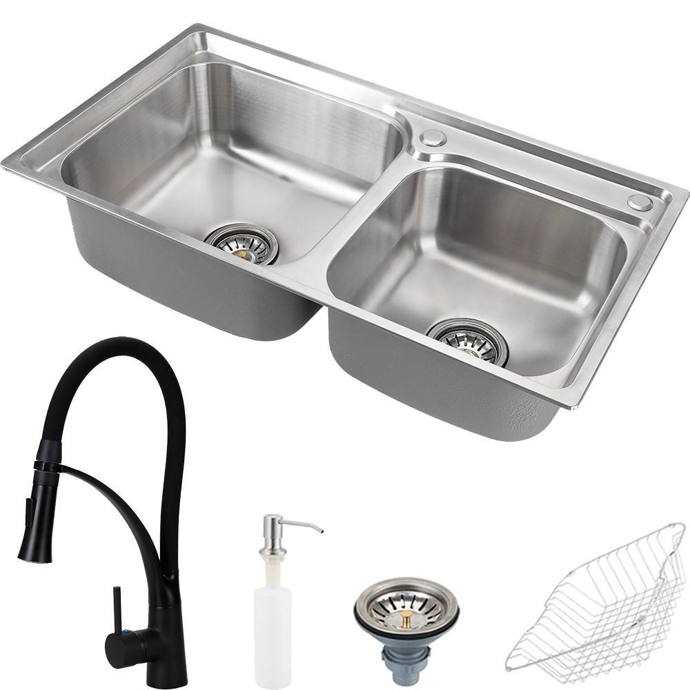 Cuba Para Cozinha Pia Dupla Com Acessórios Ticunas E Torneira Monocomando Gourmet Solimões Matt Pingoo.casa