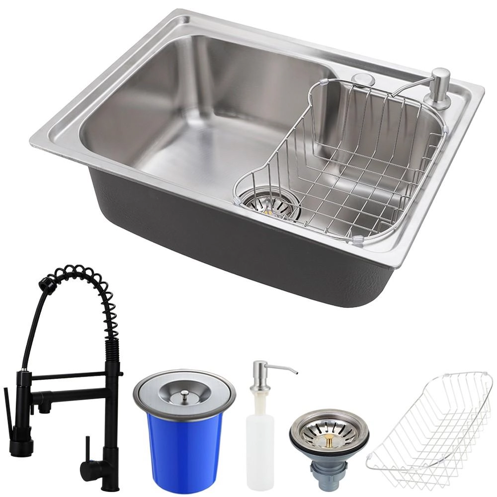 Cuba Para Cozinha Pia Com Acessórios E Lixeira Matis E Torneira Monocomando Gourmet Munim Preto Pingoo.casa