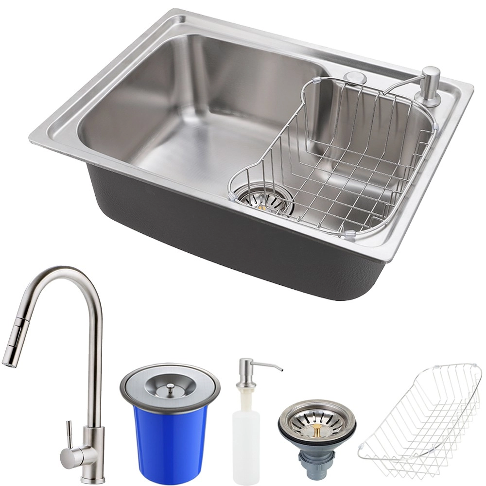 Cuba Para Cozinha Pia Com Acessórios E Lixeira Matis E Torneira Monocomando Gourmet Iriri Pingoo.casa - Escovado