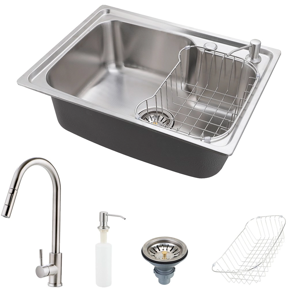 Cuba Para Cozinha Pia Com Acessórios Matis E Torneira Monocomando Gourmet Iriri Pingoo.casa - Escovado