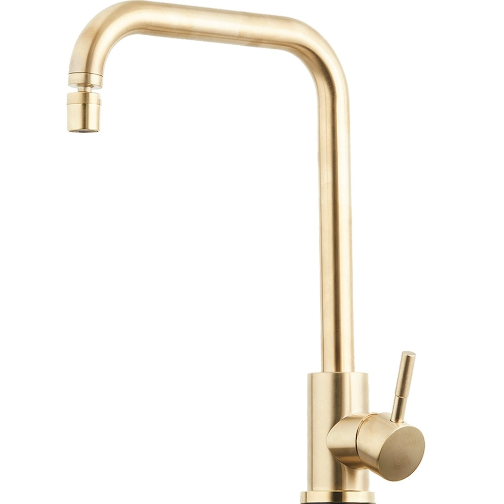 Torneira Para Cozinha Misturador Monocomando Em Aço Inox Escovado Potengí Pingoo.casa - Dourado
