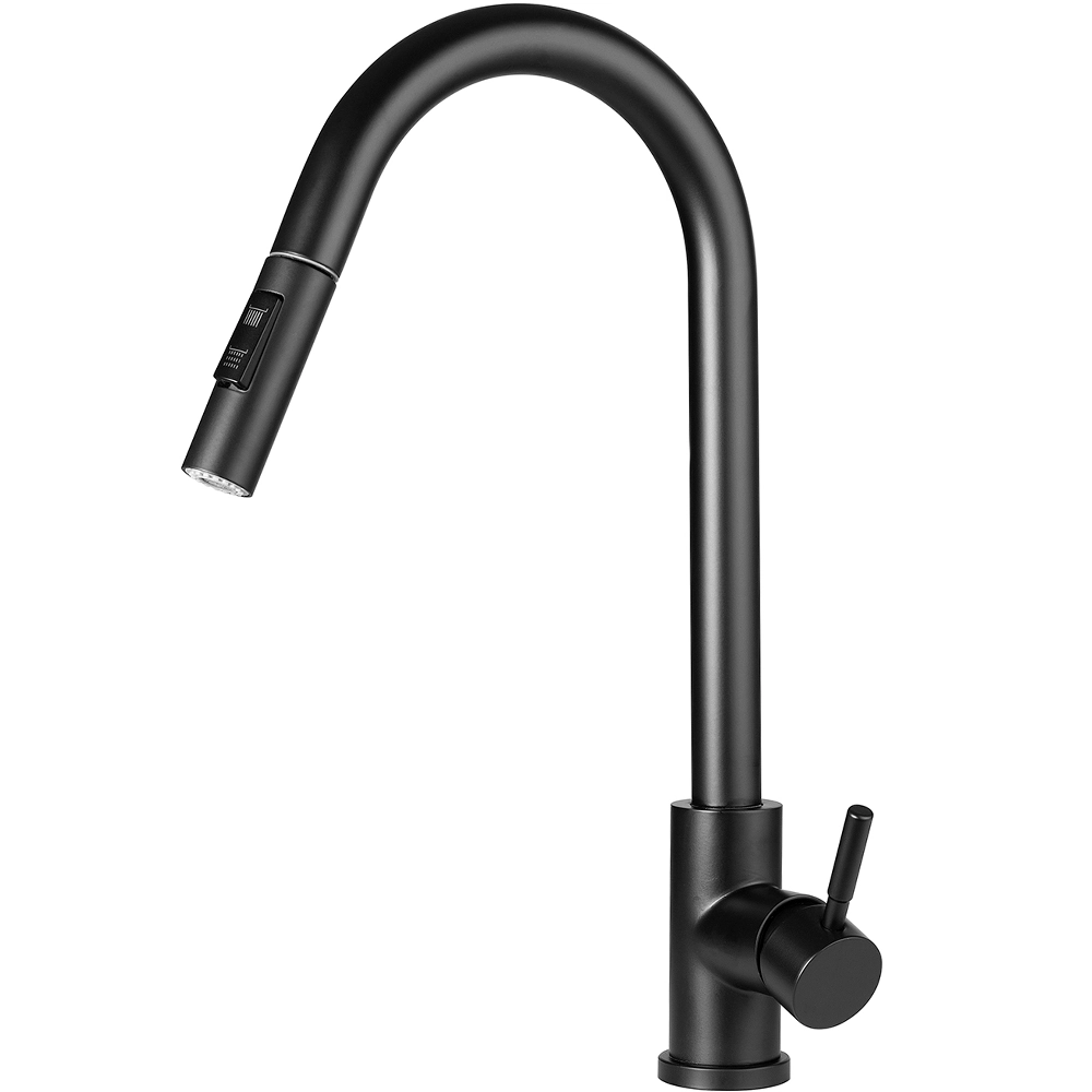 Torneira Para Cozinha Gourmet Misturador Monocomando Em Aço Inox Escovado Iriri Pingoo.casa - Preto