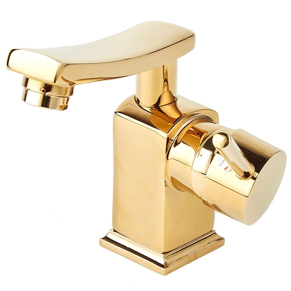 Torneira Para Banheiro Misturador Monocomando Baixa Moju Pingoo.casa - Dourado