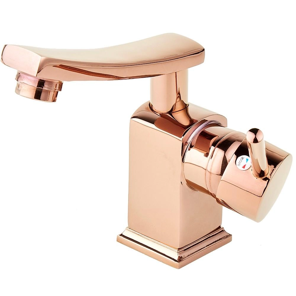 Torneira Para Banheiro Misturador Monocomando Baixa Moju Pingoo.casa - Dourado Rose