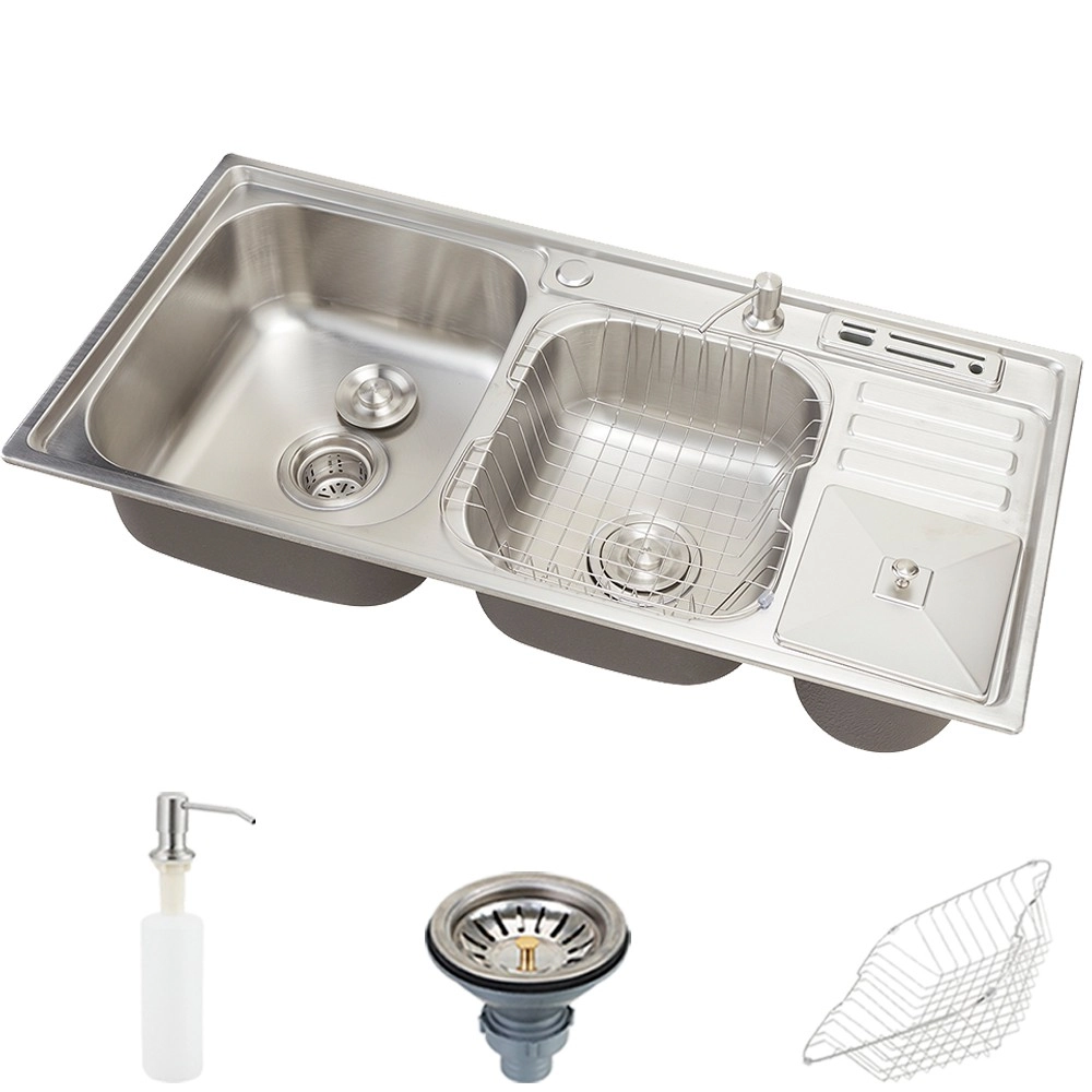 Cuba Para Cozinha Pia Dupla Em Aço Inox Com Acessórios E Lixeira Nukini Pingoo.casa
