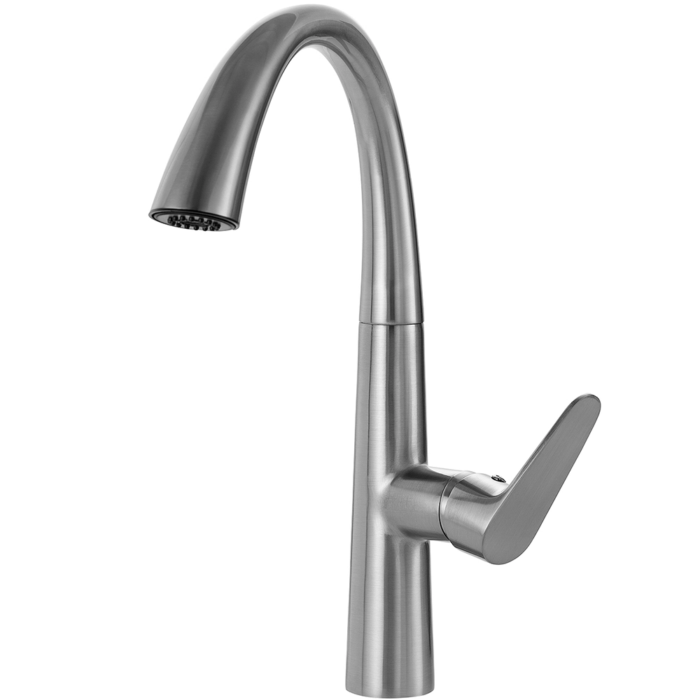 Torneira Para Cozinha Gourmet Monocomando Extensível Escovado Juruá Pingoo.casa - Prata